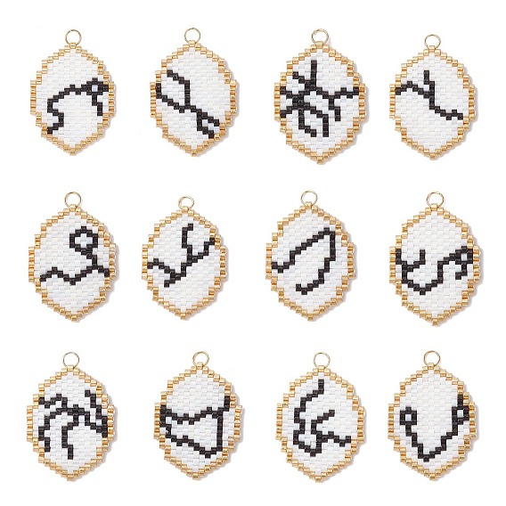 12 шт. подвески из стеклянных бусин в виде двенадцати созвездий, разнообразные, с 304 кольцом из нержавеющей стали, реальный 18 k позолоченный