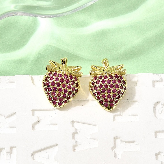 Серьги-гвоздики из латуни с микропаве из кубических цирконий, стойки покрытие, без свинца и без кадмия, долговечный