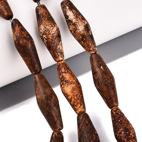Natural Tree Bark Agate Beads Strands, Bicone
