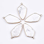 Gemstone Pendants, with Brass Findings, Kite, Golden