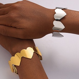 Романтические 304 браслеты-манжеты из нержавеющей стали для женщин, сердце