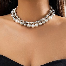 Ccb ожерелья из бисера, с пластиковой жемчужины, украшения для женщин, круглые
