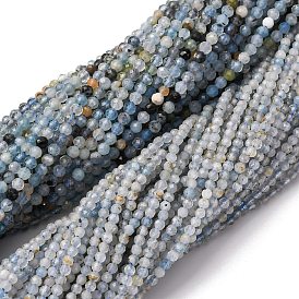Природные Аквамарин бисер нитей, круглые, граненые