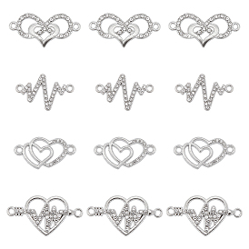 40 шт. 4 стили сердечки тема сплава стразы и кубический цирконий соединительные подвески, разнообразные