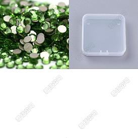 4 Taschen Glas flache Rückseite Strass, Klasse A, zurück vernickelt, facettiert, Halbrund