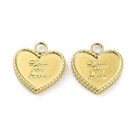 Ion Plating(IP) 316L Surgical Stainless Steel Pendants, Heart with Word Love You More