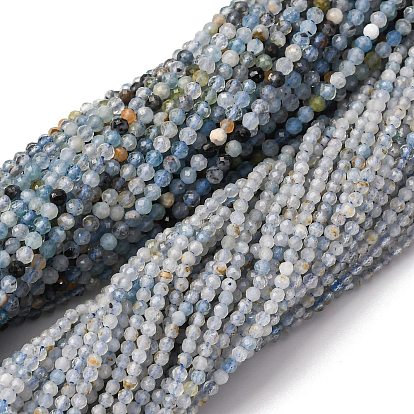 Природные Аквамарин бисер нитей, круглые, граненые