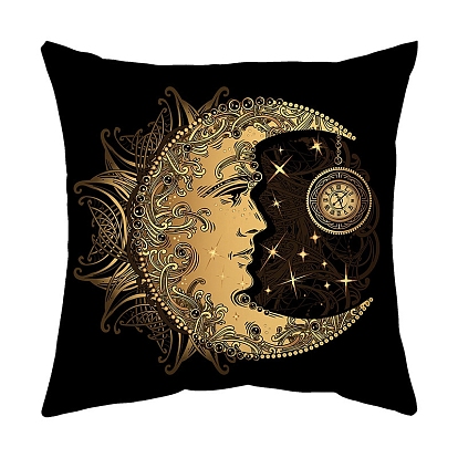 Moon/Cloud/Star Pattern Velvet Throw Pillow Covers, Cushion Cover, for Couch Sofa Bed Wiccan Lovers, Square