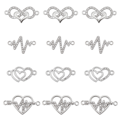 40 шт. 4 стили сердечки тема сплава стразы и кубический цирконий соединительные подвески, разнообразные