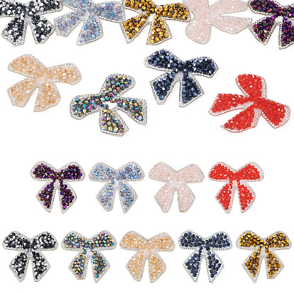 9 шт. 9 цветные полиэфирные тканевые заплатки, термонашивки со стразами, наклеить патч, аксессуары для костюма, аппликация, бантом