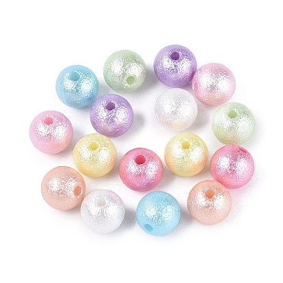 Текстурированные непрозрачные акриловые бусины, круглые