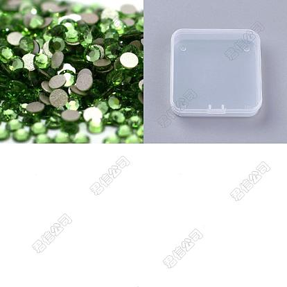 4 Taschen Glas flache Rückseite Strass, Klasse A, zurück vernickelt, facettiert, Halbrund