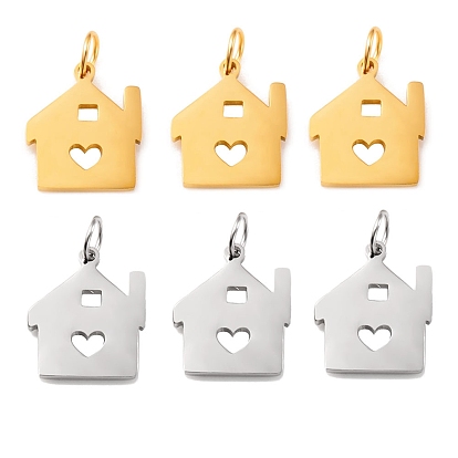 304 подвески из нержавеющей стали, с прыжковых колец, дом с сердечками