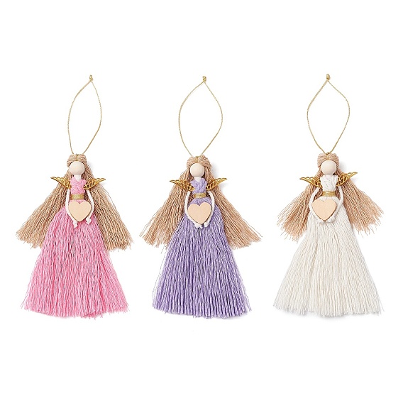 Подвеска-ангел из хлопкового шнура макраме ручной работы, полиэфирные нити подвесные украшения