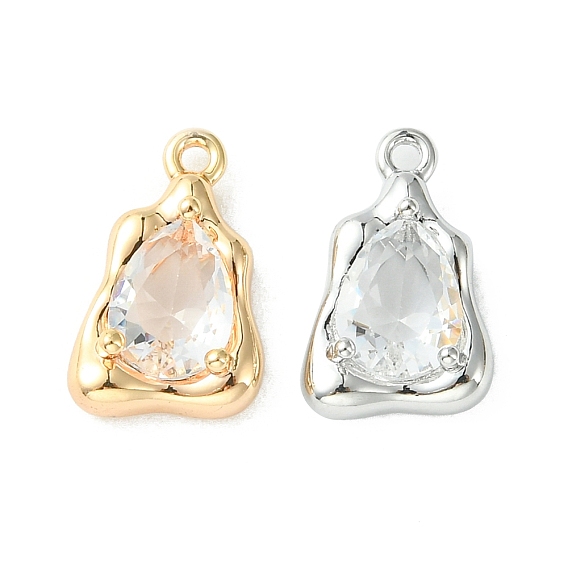 Латунные микропаве прозрачные кубические циркониевые подвески, без кадмия, без никеля и без свинца, неправильное очарование слезы