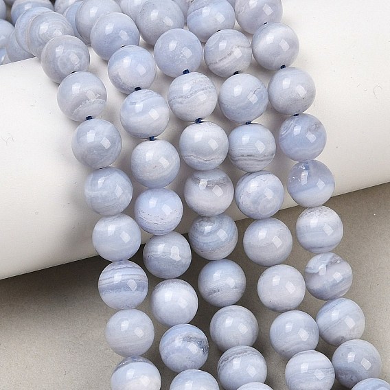 Натуральный голубой кружевной агат бисер нитей, гладкий круглый
