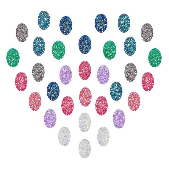 Electroplate Druzy Resin Cabochons, Oval