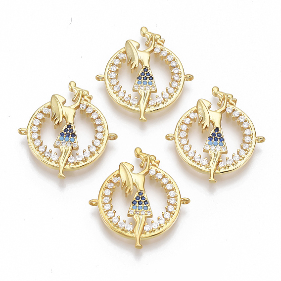 Тема дня матери, латунные микропаве из кубического циркония, плоский раунд с матерью и сыном, синий и прозрачный