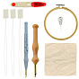 Needle Felting Tool Kits, with Fabric, Hole Punches with Plastic & Wooden Handle, Beading Needles, Iron Scissors, Embroidery Frame and Threader