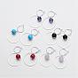 Gemstone Dangle Earrings, Hoop Earrings, Silver Color Plated