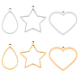 304 Stainless Steel Open Back Bezel Pendants, For DIY UV Resin, Epoxy Resin, Pressed Flower Jewelry, Mixed Shapes