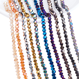 10 Strands 10 Colors  Electroplate Glass Bead Strands, Rainbow Plated, Faceted Bicone