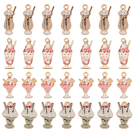 48шт 4 стили подвески из эмалированного сплава с покрытием, бесплатно и никеля бесплатно и свинца, мороженое