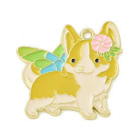 Alloy Enamel Pendants, Golden, Dog Charm