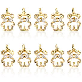 10шт. латунь с подвесками из кубического циркония, нести прелести, долговечный, без свинца и без кадмия, с целью перехода в кольце