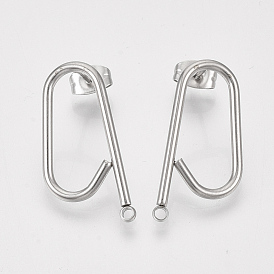 Left and Right 304 Stainless Steel Stud Earring Findings, with Ear Nuts/Earring Backs
