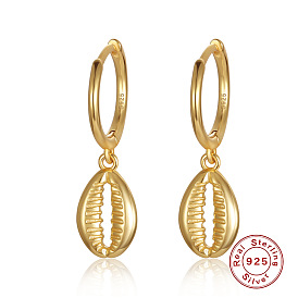 Minimalist Style Shell Drop Earrings for Women, 925 Sterling Silver Ear Jewelry