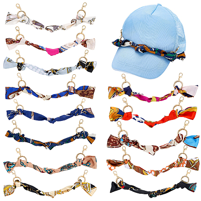 13Cintas estampadas para bufandas y sombreros, Con cierres de aleación de pinza de langosta y anillos de resorte., dorado