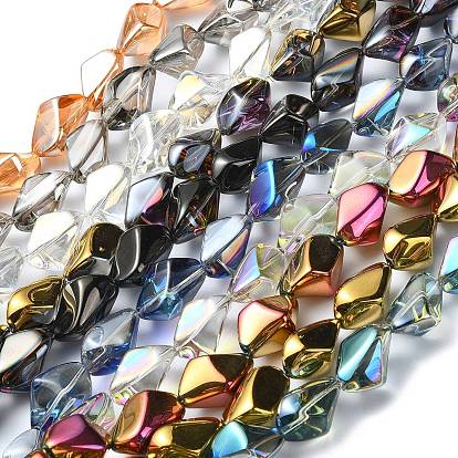 Electroplate Transparent Glass Beads Strands, Nuggets