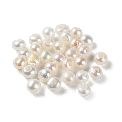 Natural Cultured Freshwater Pearl Beads, Half Drilled Hole, Round