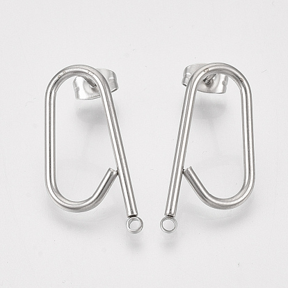 Left and Right 304 Stainless Steel Stud Earring Findings, with Ear Nuts/Earring Backs