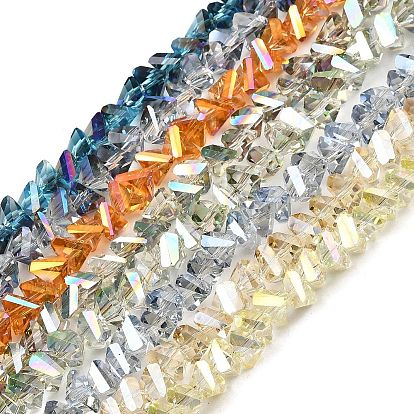 Electroplated Transparent Glass Beads Strands, Triangle, Faceted
