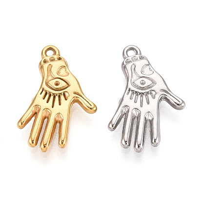 304 подвески из нержавеющей стали, рука со сглазом, за половину пробурено бисера
