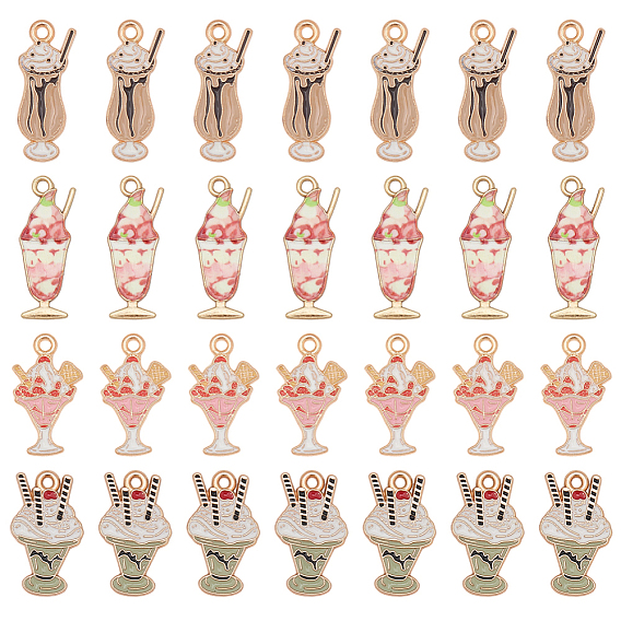 48шт 4 стили подвески из эмалированного сплава с покрытием, бесплатно и никеля бесплатно и свинца, мороженое