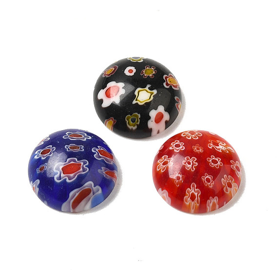 Handmade Millefiori Glass Cabochons, Half Round