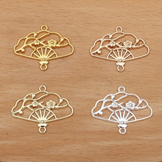 Подвески из полого соединителя из сплава, сливовый цветок китайские веерные ссылки