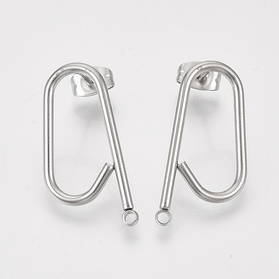 Left and Right 304 Stainless Steel Stud Earring Findings, with Ear Nuts/Earring Backs