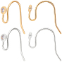 12 шт. 2 цвета латунные крючки для сережек, ушная проволока пастушьего крючка, с кубического циркония