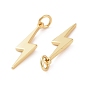 Brass Pendants, with Jump Rings, Long-Lasting Plated, Lightning Bolt