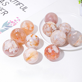 Natural Cherry Blossom Agate Ball Beads Home Display Decorations, Round