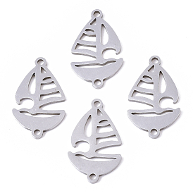 201 Stainless Steel Links Connectors, Laser Cut, Sailboat