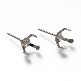 304 Stainless Steel Stud Earring Settings, Prong Earring Settings