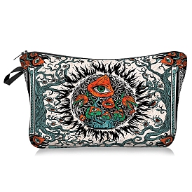 Evil Eye & Mushroom Polyester Waterpoof Makeup Storage Bag, Multi-functional Travel Toilet Bag, Clutch Bag for Women