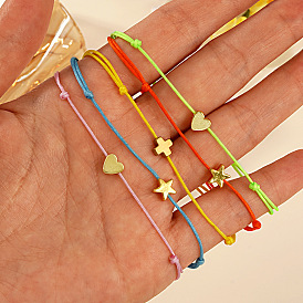 5Set verstellbarer Armbänder aus Polyestergarn, Armbänder aus geflochtenen Kordelperlen