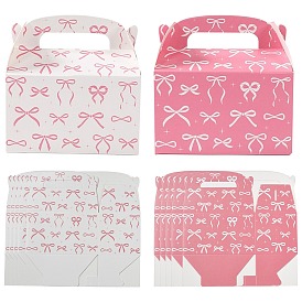 12 шт. 2 Цвета: белый и розовый, бант, напечатанный на бумаге, коробки для конфет, прямоугольные