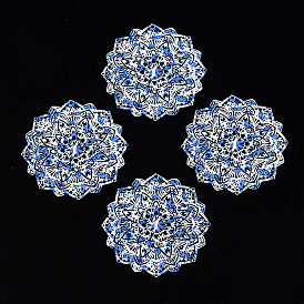 430 Stainless Steel Filigree Joiners, Spray Painted, Etched Metal Embellishments, Flower with Flower Pattern